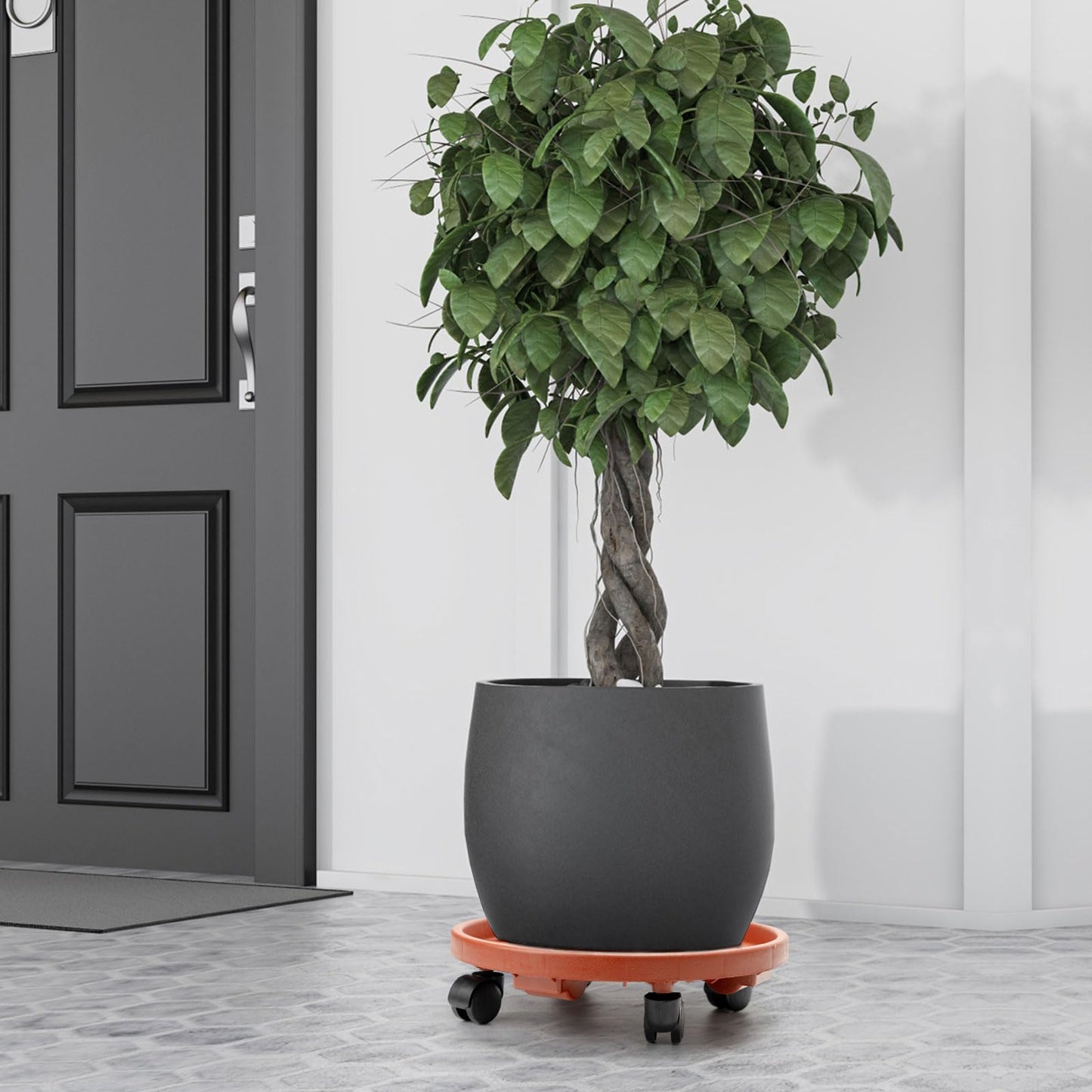 CINDALOG 3 Pack 13 inch Plant Caddy with Wheels Rolling Plant Stands Round Plant Stand Dolly for Outdoor Indoor Heavy Planter, Load Capacity 180 lbs
