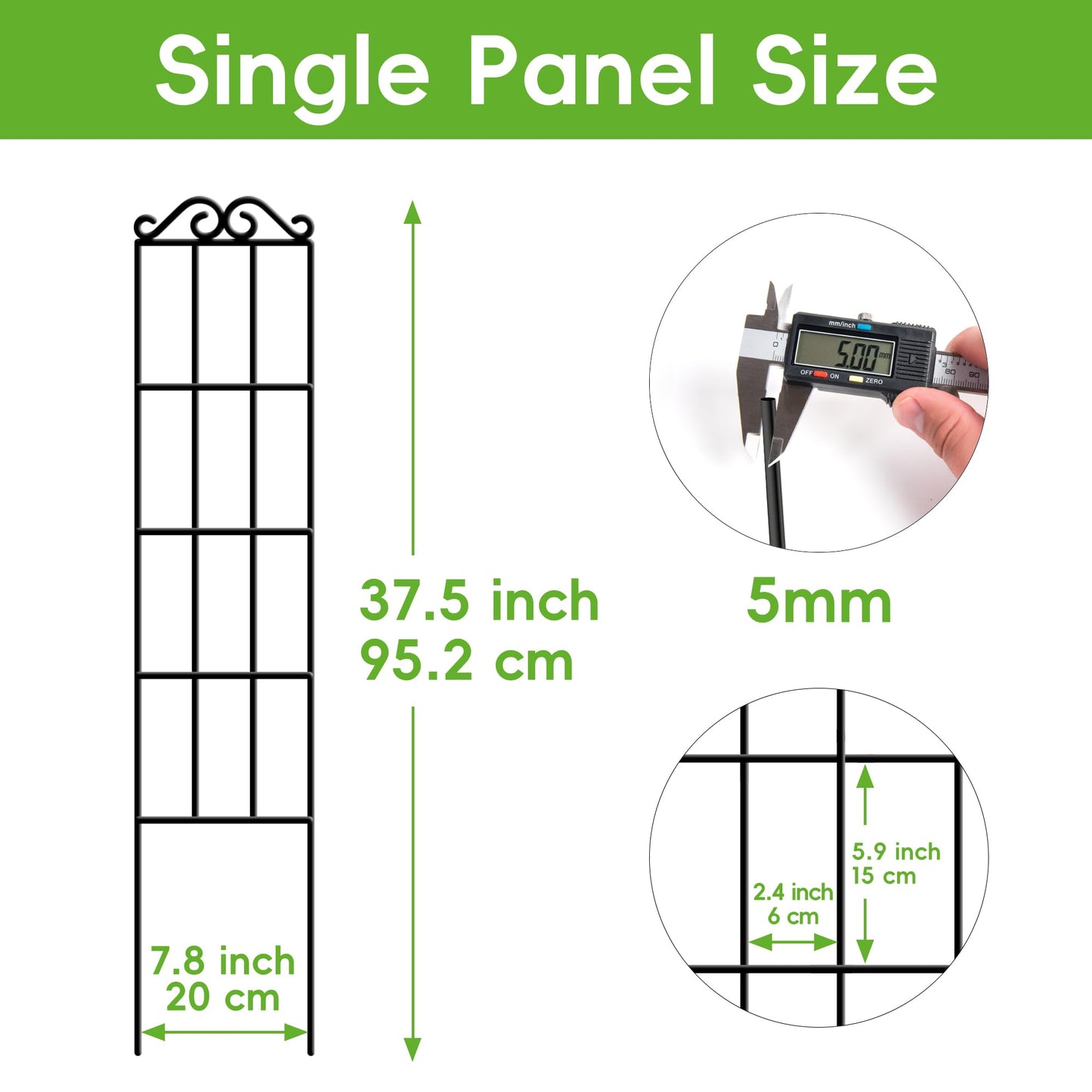 ARIFARO 37.5'' Metal Garden Trellis for Climbing Plants,(Pack of 4) Indoor/Outdoor Sturdy Plant Trellis for Potted Plants,House Plants, Climbing Vines, Black