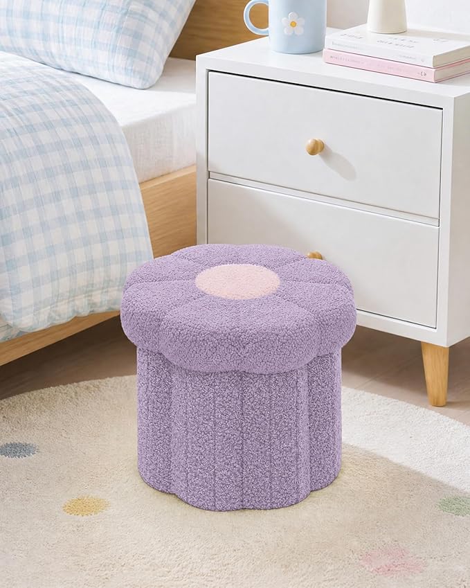 B FSOBEIIALEO Storage Ottoman Foldable, Sunflower Shaped Small Footrest