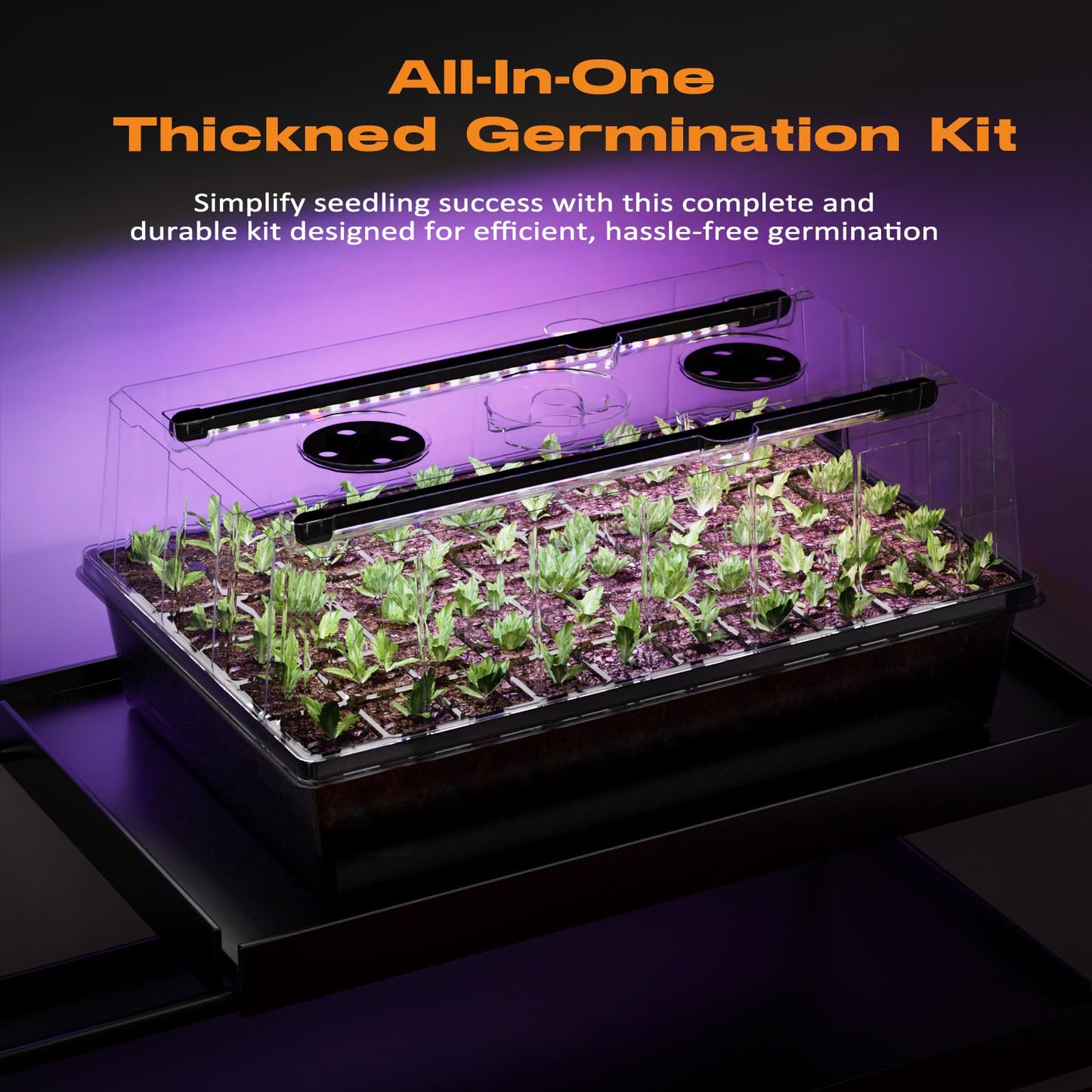 Patigrow 120-Cell Self-Watering Seed Starter Tray with Grow Light, Seed Starter Kit with 4.07” Humidity Dome, Indoor Seedling Starter Tray, Seed Starting Trays for Plant Germination, Seeds Growing