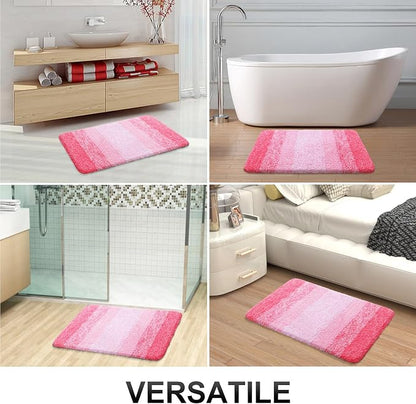 OLANLY Bathroom Runner Rugs Mat 47x20, Extra Soft Absorbent Microfiber Bath Rugs, Rubber Backing, Quick Dry, Washable Long Bath Mats for Bathroom Floor, Tub and Shower, Home Decor Accessories, Pink