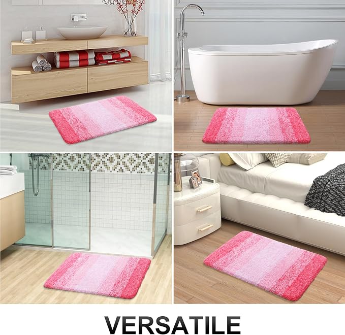 OLANLY Large Bathroom Rugs Mat 54x24, Extra Soft Absorbent Microfiber Bath Rugs, Rubber Backing, Quick Dry, Machine Washable Bath Mats for Bathroom Floor, Tub and Shower, Home Decor Accessories, Pink