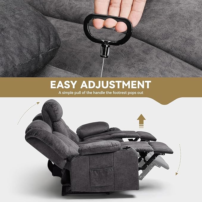 COMHOMA Manual Recliner Chair Set，Fabric Reclining Sofa Chair