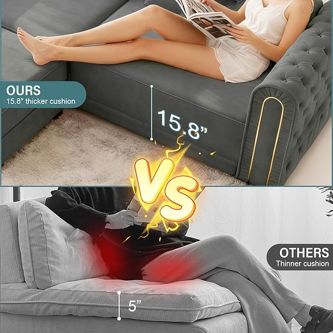 90.6'' Velvet Folding Floor Sofa Bed
