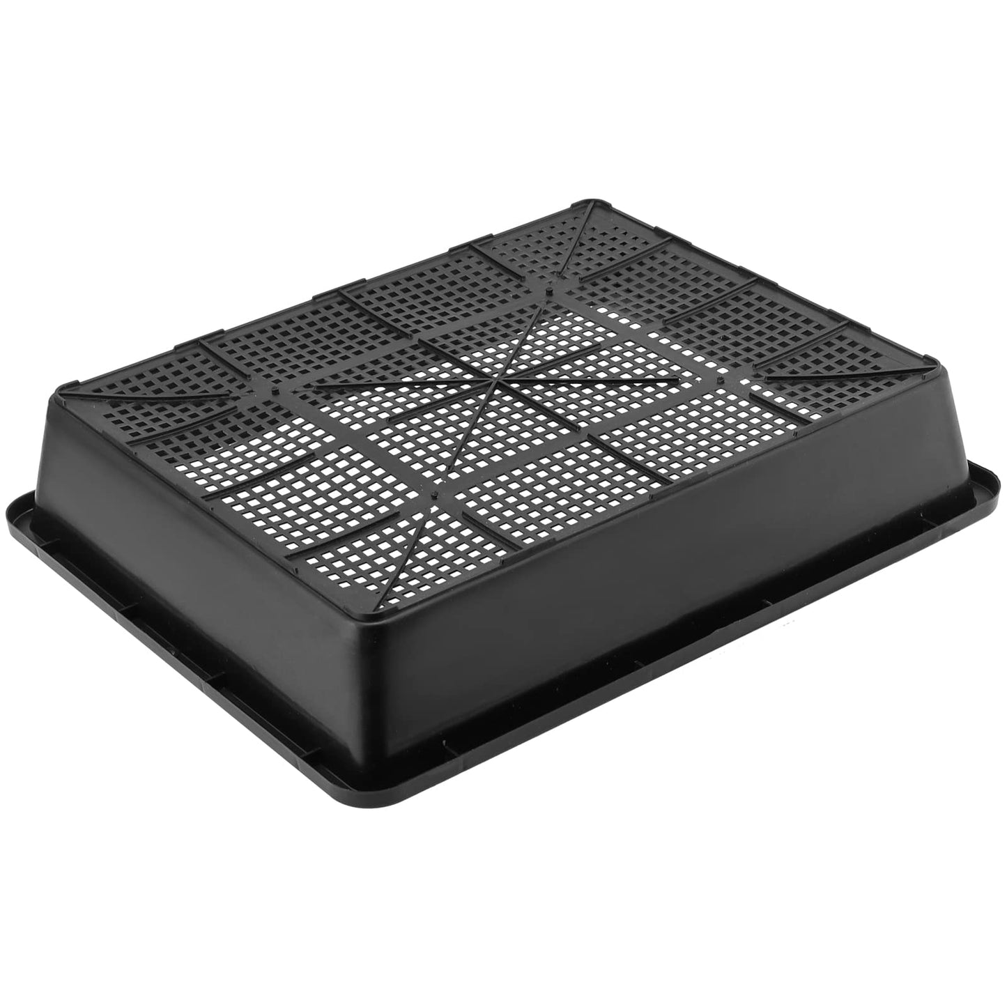 KEILEOHO 12 Pack Plastic Mesh Trays, Black Seed Sprouting Trays, Mesh Bottom Microgreens Growing Tray, Nursery Tray for Plant Seed Germination Propagation Growing, Wheat Grass Sprouting, 15 x 12 Inch