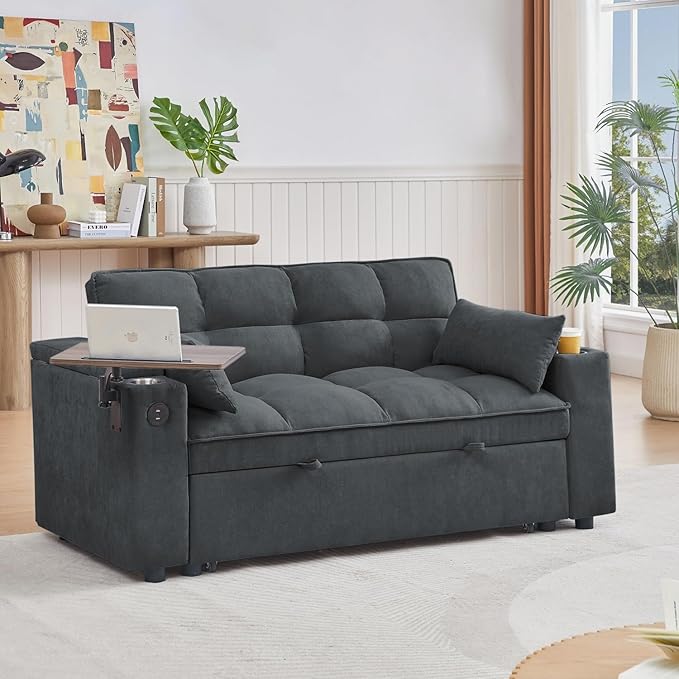 oaaktu 65''Convertible Sleeper Sofa Bed, 3-in-1 Pull Out Couch Bed