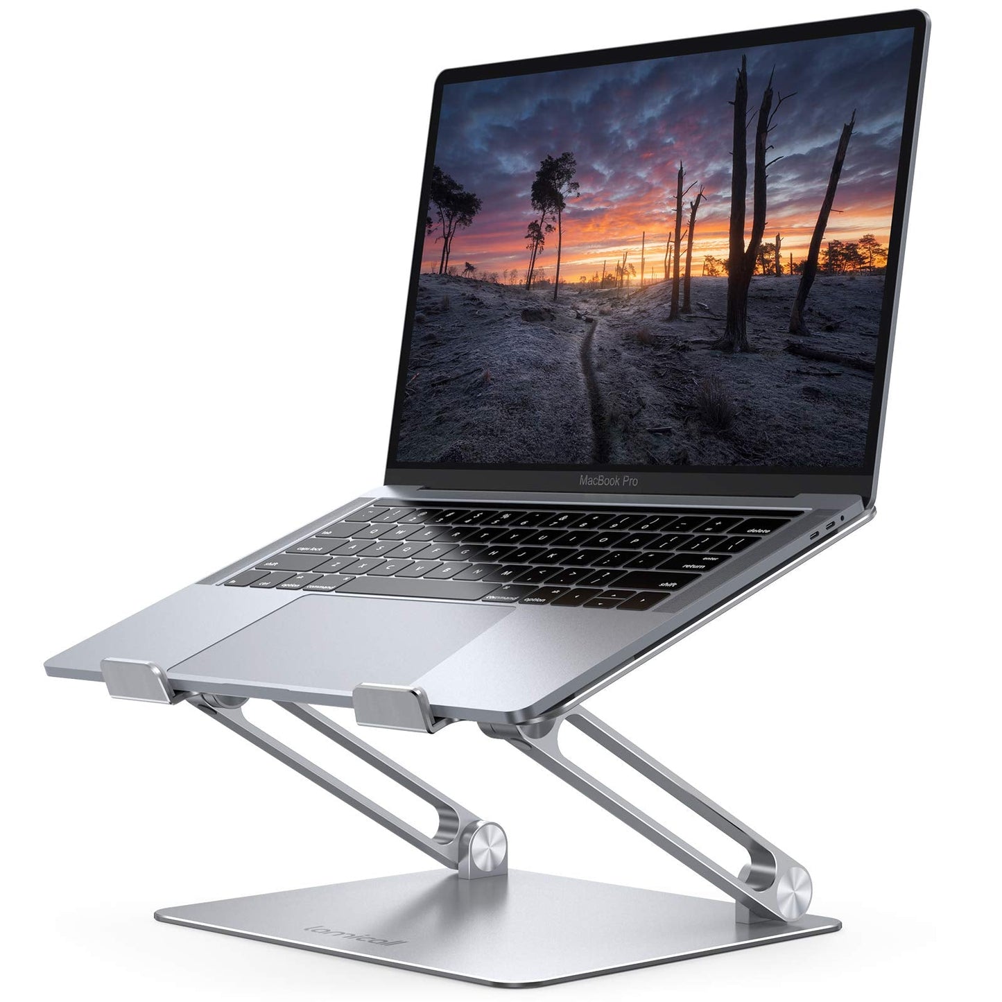 Lamicall Adjustable Laptop Stand, Portable Laptop Riser, Aluminum Laptop Stand for Desk Foldable, Ergonomic Computer Notebook Holder for MacBook Air Pro HP, Office Desk Accessories (10-17.3'')- Silver
