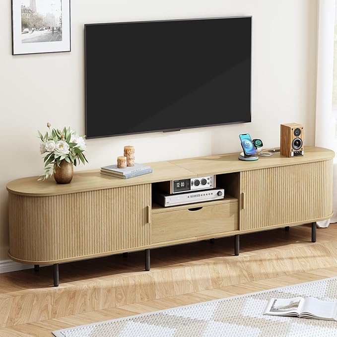ONBRILL 86.6" TV Stand with Power Outlet