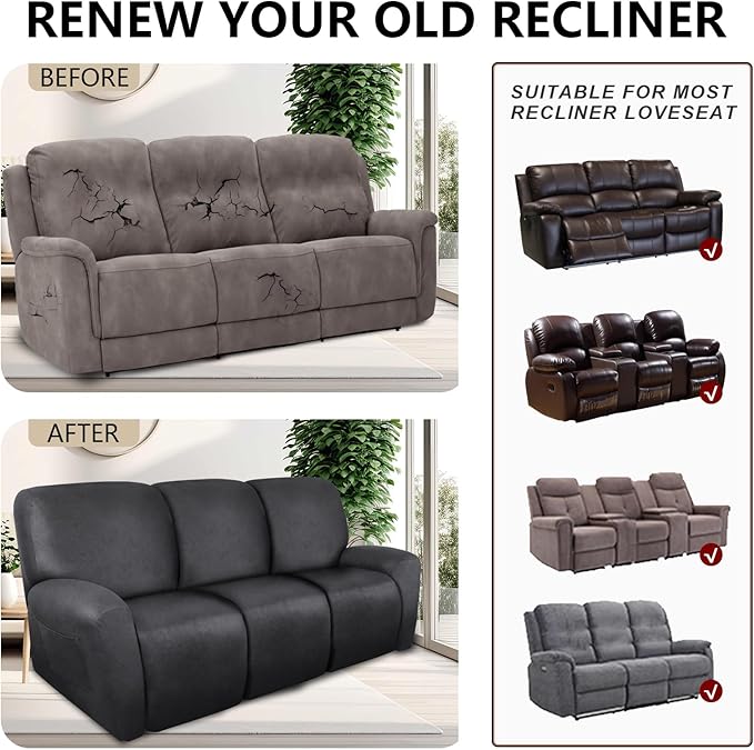 ANARACHON Recliner Couch Cover Leather Look Recliner Sofa Covers