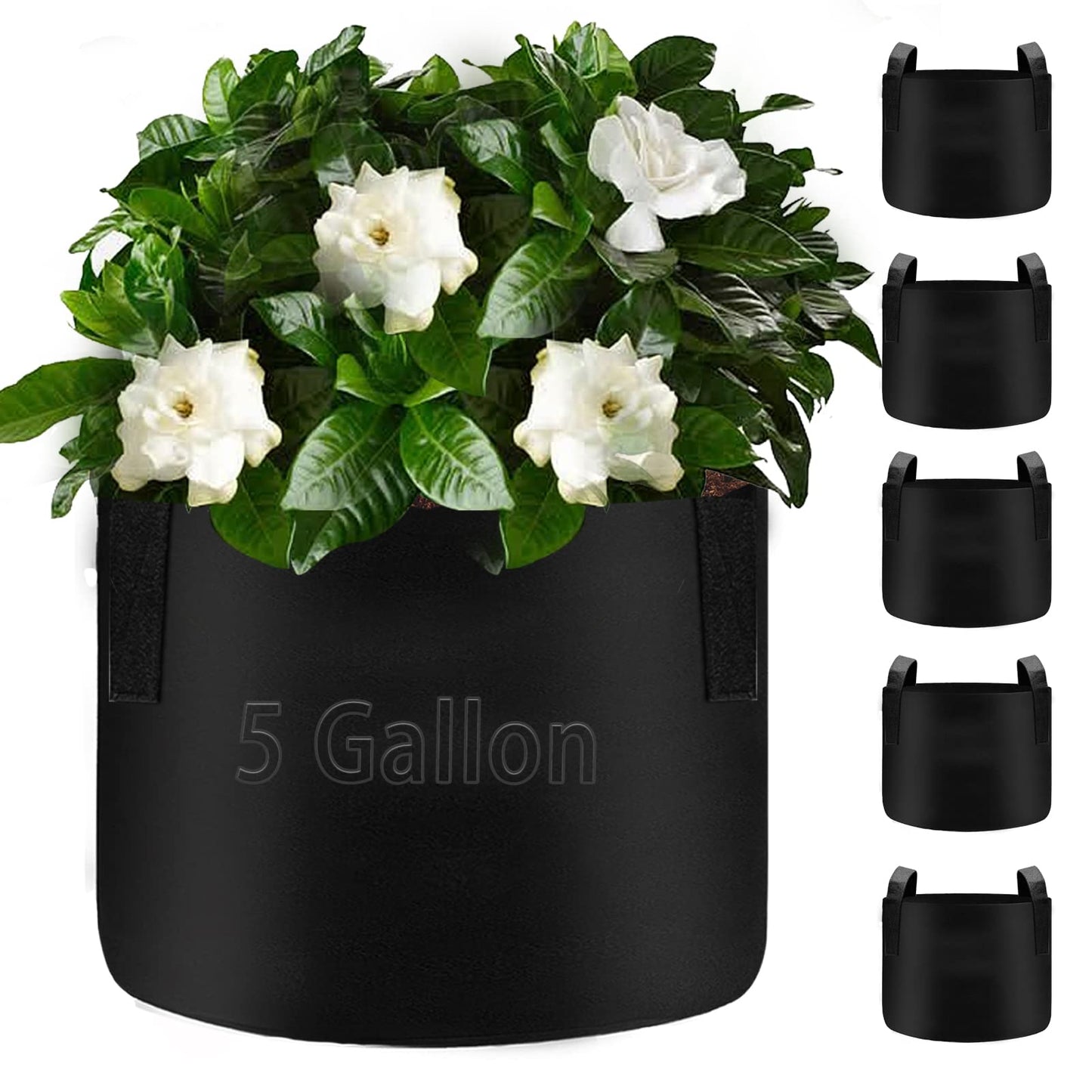 TCBWFY 5 Gallon Grow Bags,6 Pack Heavy Duty Thickened 300g Non-Woven Fabric Pots with Sturdy Handles,Garden Bags to Grow Vegetables Flowers