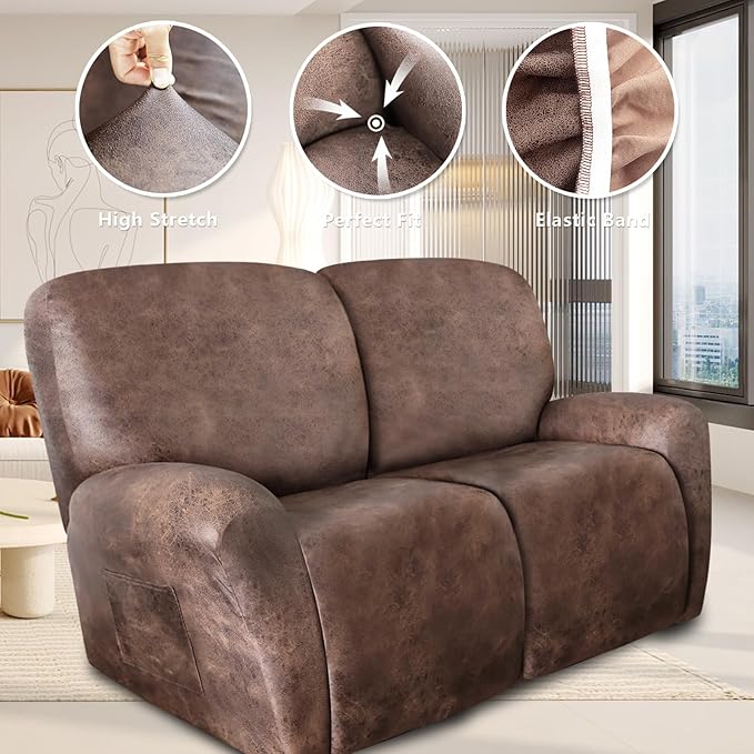 ANARACHON Loveseat Recliner Cover Leather Look Recliner Loveseat Covers