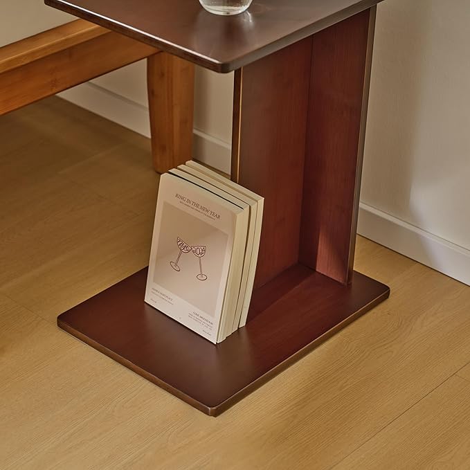 RECCI Solid Bamboo C-Shaped End Table Set of 2