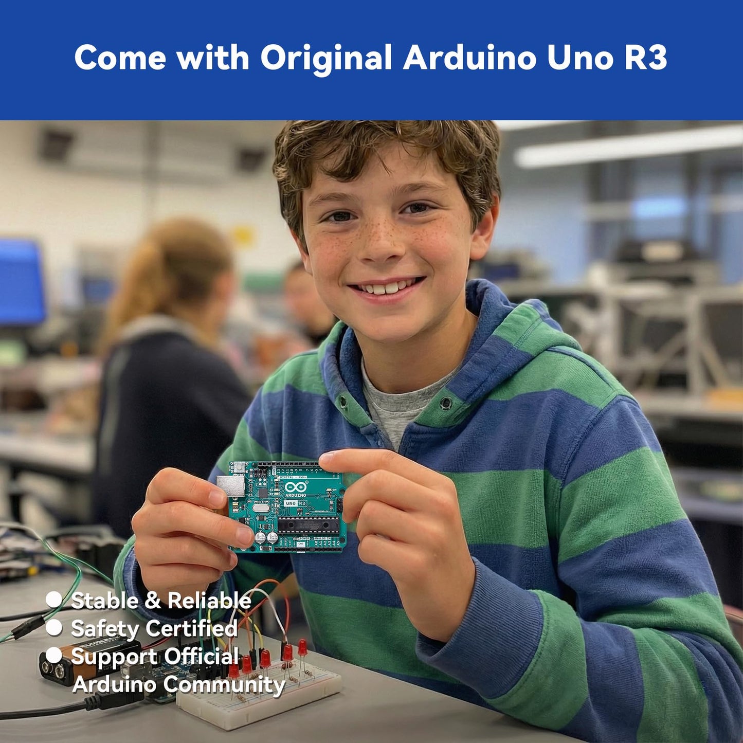 SunFounder Inventor Lab Starter Kit with Original Arduino Uno R3 REV3 Multimeter 34 Projects 40+Video Courses RAB Breadboard Holder Battery, RoHS Compliant, for Beginners & Engineers