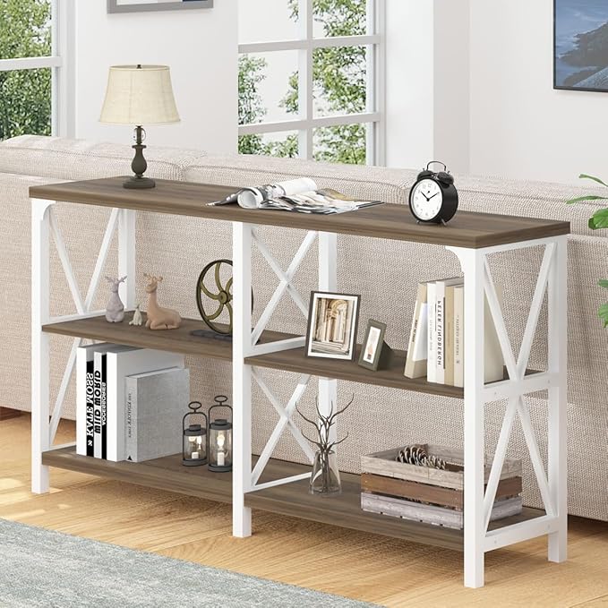 LVB Farmhouse Entryway Table, Industrial Wood Sofa Table