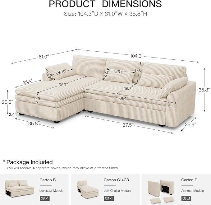 Belffin Large Modular Sectional Sofa