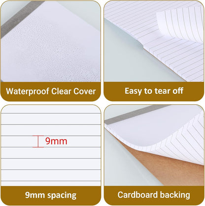 12 Pack Waterproof Cover Memo Pads 5.5" x 8.5" Lined Note Pads Writing Pads (51 Sheets Each Pad, Double Side Printed)