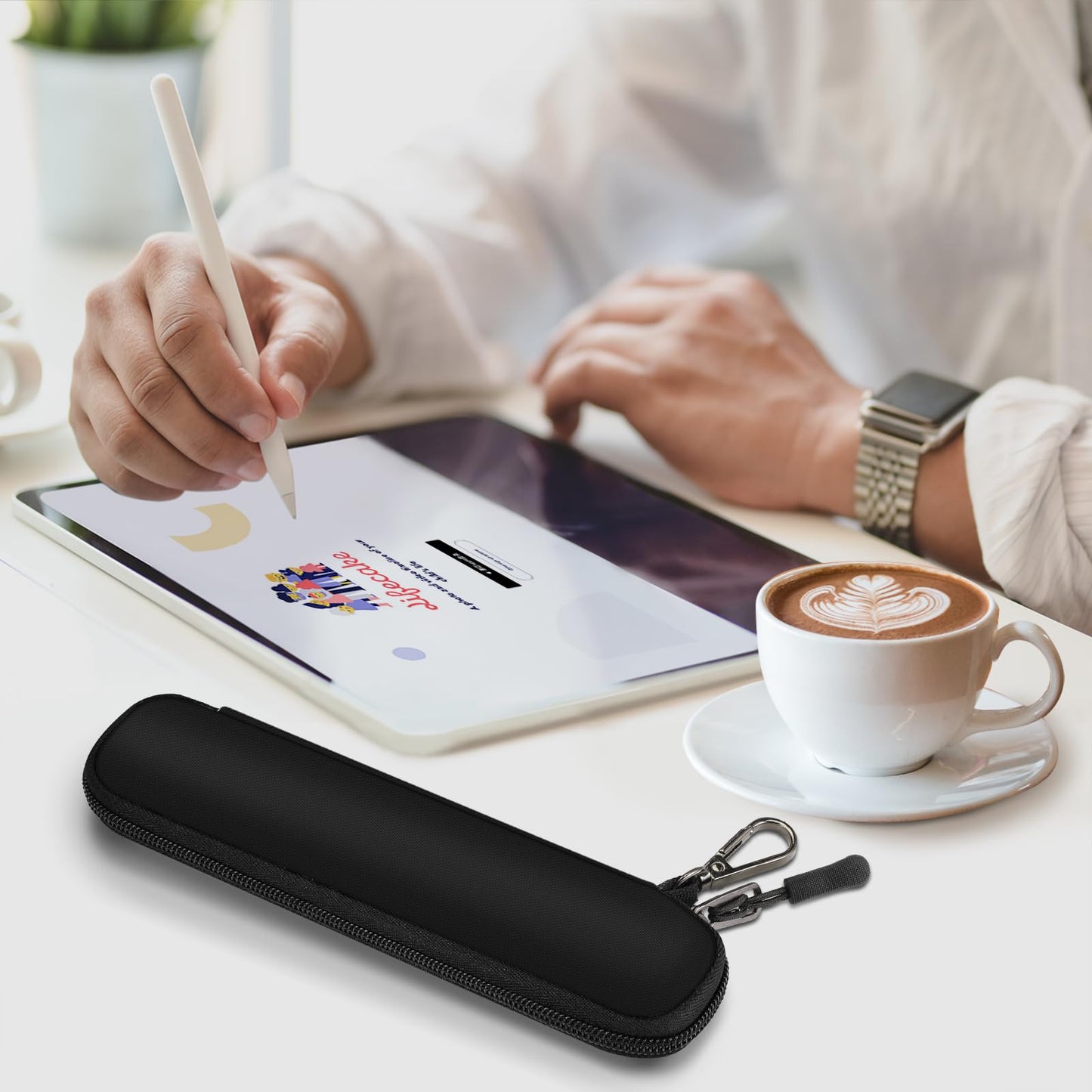 Fintie Pen Holder Case for Apple Pencil Pro, Apple Pencil (USB-C / 1st / 2nd Generation), Soft Neoprene Zipper Carrying Bag Sleeve Pouch for Samsung Stylus, Surface Pen, Black
