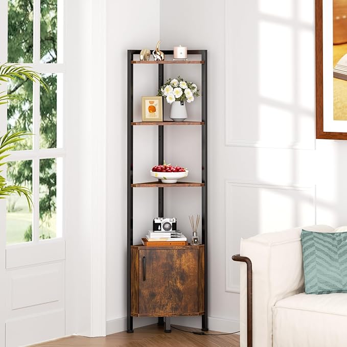 Furnulem Corner Shelf, 5-Tier Corner Cabinet
