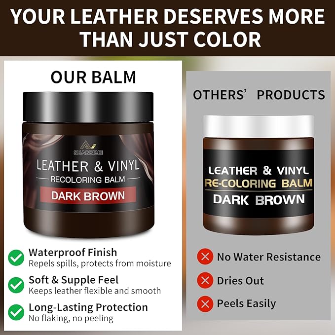 Leather Recoloring Balm and Scratch Repair Kit, Dark Brown Leather Restorer