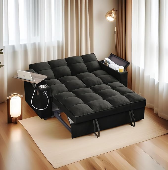 oaaktu 65''Convertible Sleeper Sofa Bed, 3-in-1 Pull Out Couch Bed