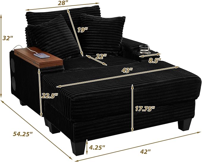 KEIKI Corduroy Storage Armrest Sofa, Single Versatile Seat