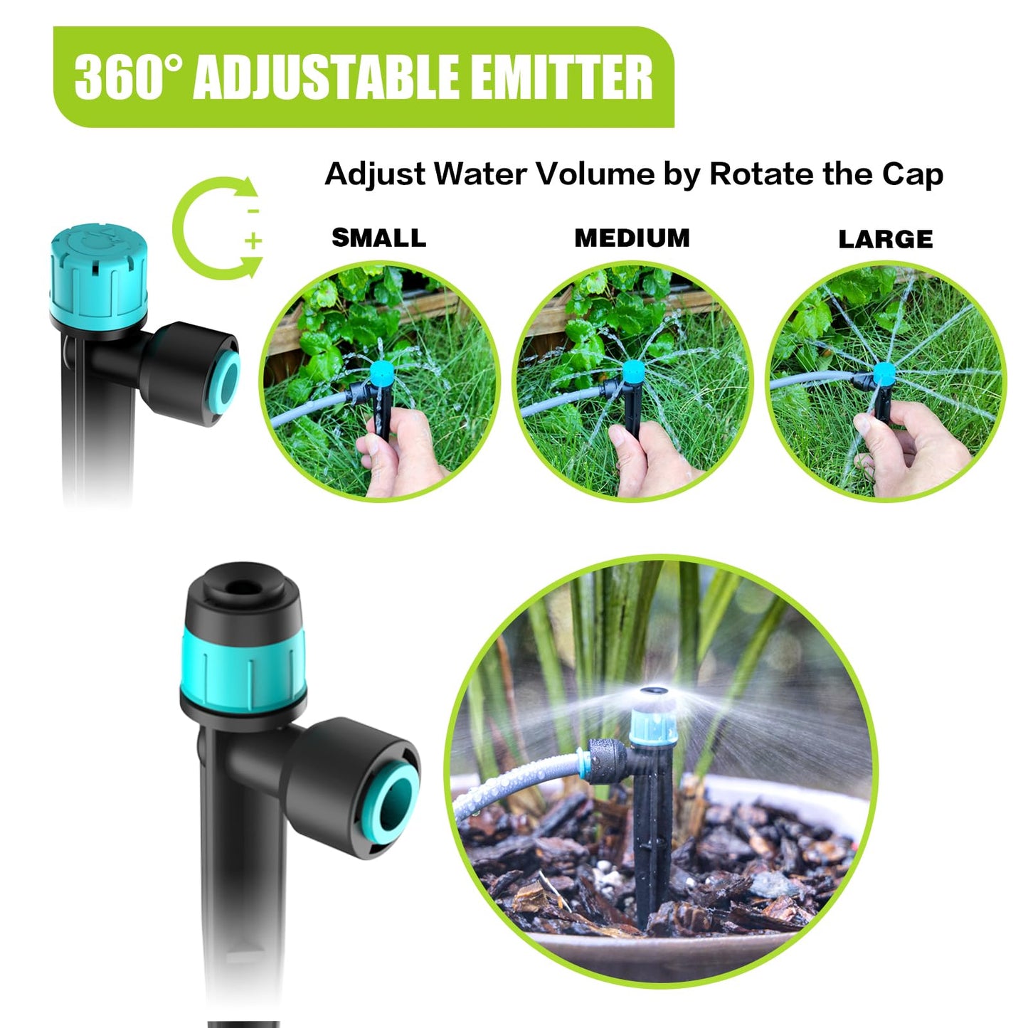 Drip Irrigation System 99FT, Complete Automatic Drip Irrigation Kit with Quick Connector, Garden Watering System for Potted Plants with 12mm 6mm Irrigation Tubing Adjustable Emitters for Garden