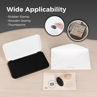 Large Stamp Pad - 3.50"x 6.25", Magnetic Lid, Premium Quality Felt Stamp Pad (Black)