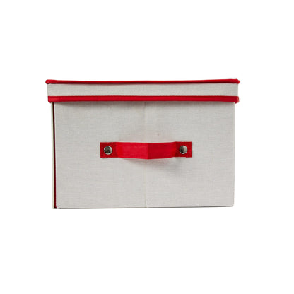 Household Essentials Medium Candy Cane Ornament Storage Box in Cream Polyester and Cardboard