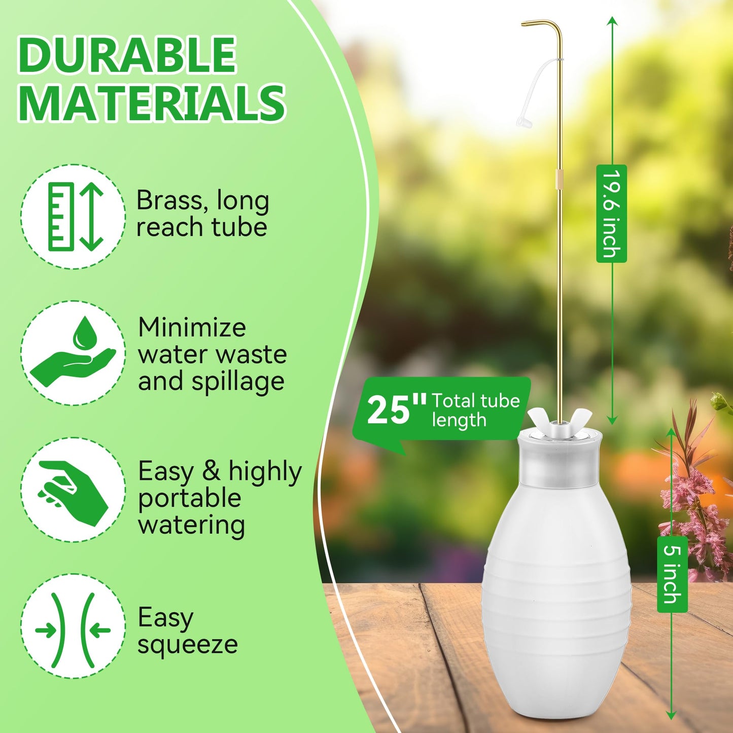Squeeze Bottle for Hanging Plants, 19" Long Spout Plant Watering Bottle, Easy Squeeze Indoor/Outdoor Watering Can Alternative, Precise Sprinkling for Hanging Baskets, Houseplants(14 oz)