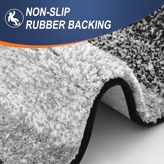 OLANLY Bathroom Runner Rugs Mat 47x20, Extra Soft Absorbent Microfiber Bath Rugs, Rubber Backing, Quick Dry, Washable Long Bath Mats for Bathroom Floor, Tub and Shower, Home Decor Accessories, Black