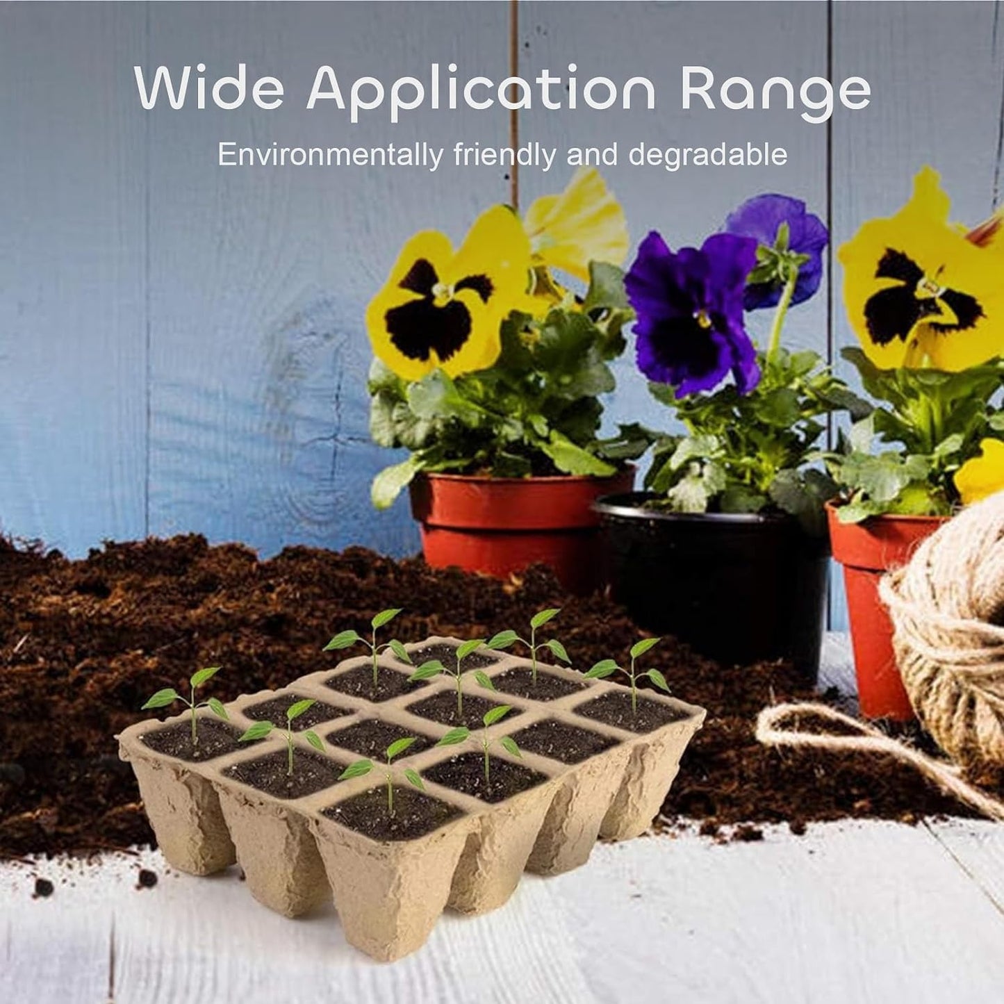 GROWNEER 288 Cells Peat Pots Seed Starter Trays 24 Packs Biodegradable Seedling Pots Germination Trays Organic Plant Starter Kit with 15 Pcs Plant Labels