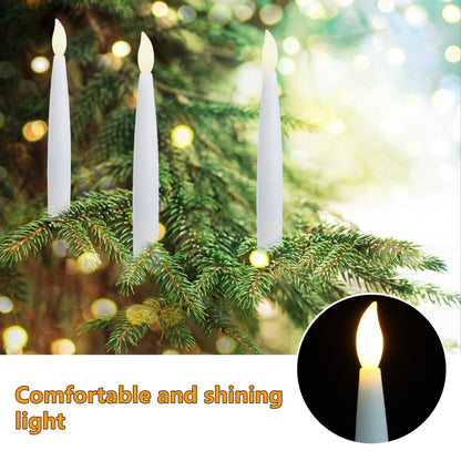 Angoily 12 Pcs Flameless Led Taper Candles Battery Operated Christmas Tree Lights Electric Fake Candles for Holiday Home Garden Wedding Parties Decor Includes Clips Fishing Line, Warm Led Lights