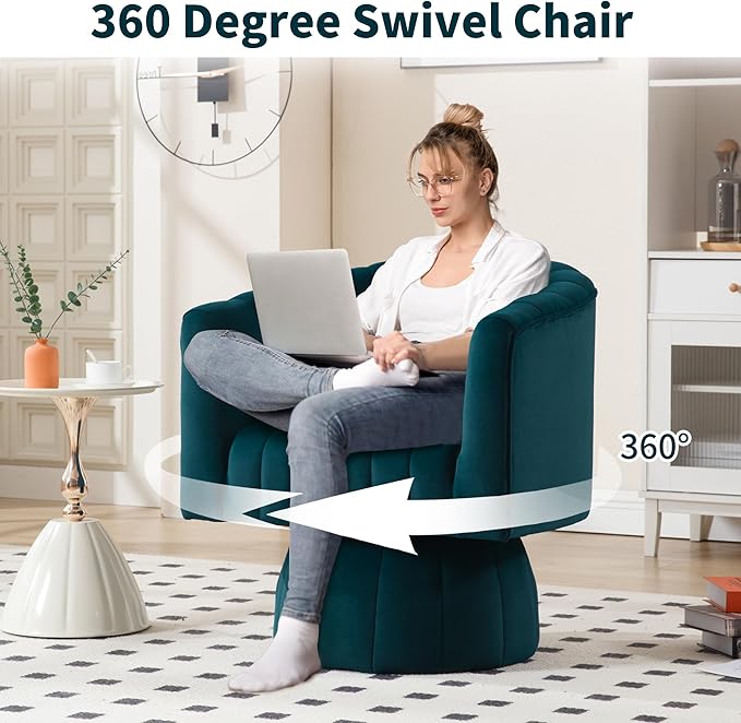 Swivel Accent Barrel Chair Set of 2- Cute Comfy Small Round 360° Arm Chair