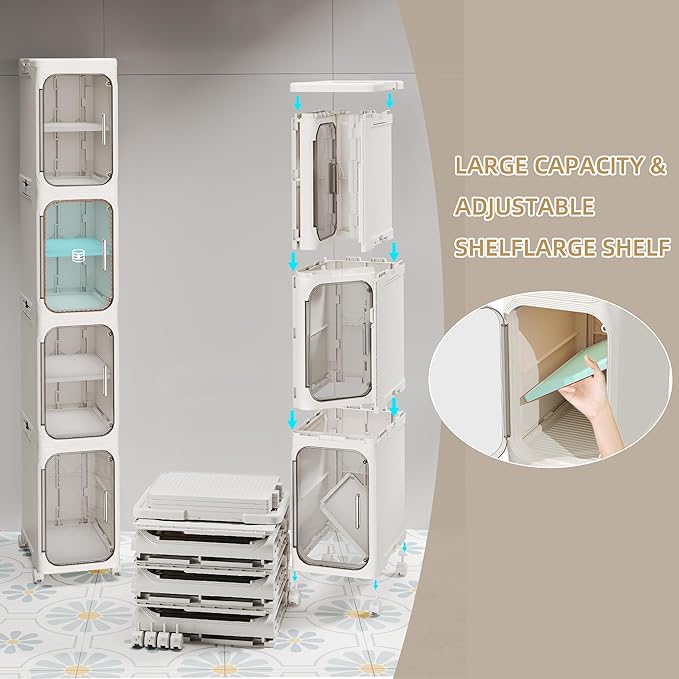 5-Tier Tall Narrow Storage Cabinet, Slim Bathroom Storage Cabinet