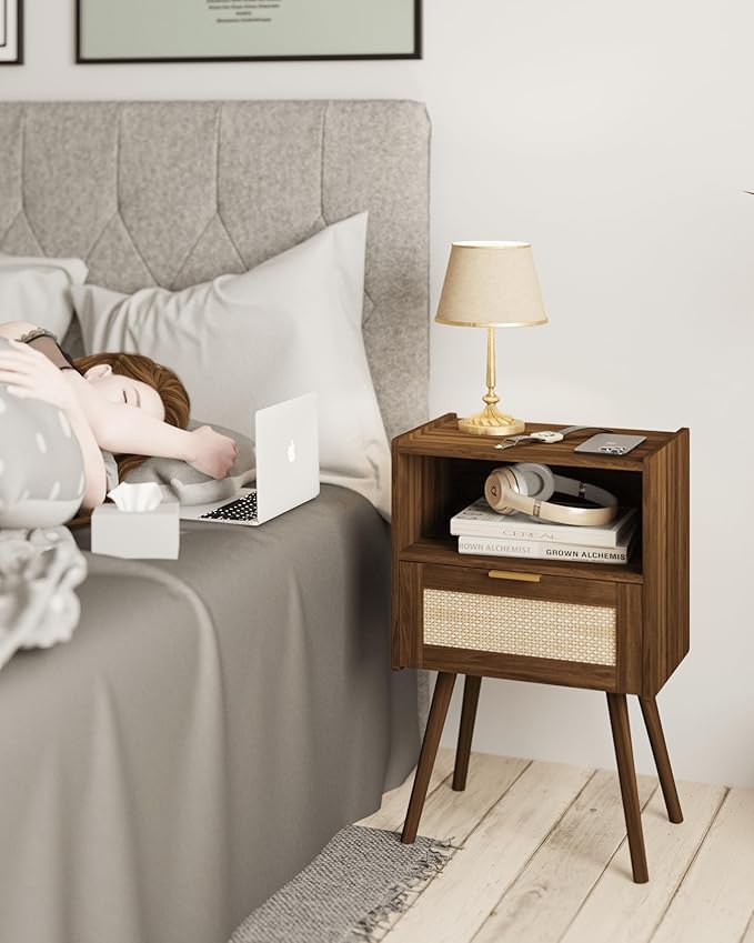 Veegle Nightstand, Modern Bedside Table