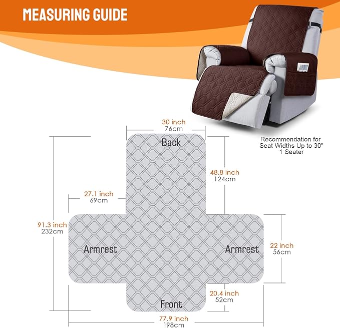 VANSOFY 100% Waterproof Recliner Chair Covers, Recliner Cover Non-Slip Dog