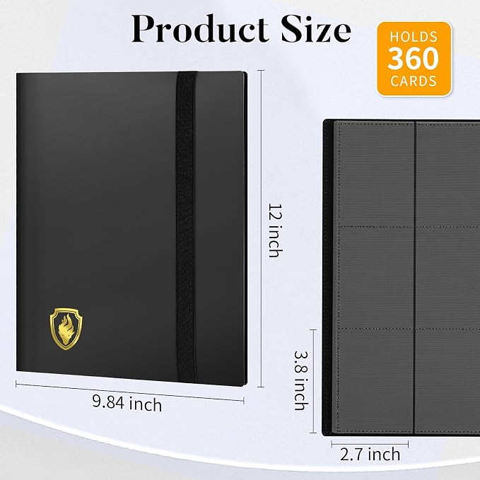 Heavy Duty Card Binder, Fabmaker 9 Pocket Trading Card Binder Holds 360 Cards, Sleek Side-Loading Card Album, Sturdy Card Collection Folder for Game Cards, Sport Cards, Purple
