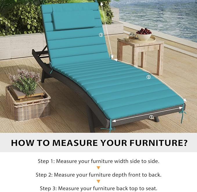 Sundale Outdoor Olefin Quilted Lounge Cushion Set of 4, Patio Foldable Chaise