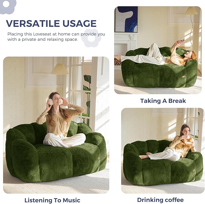 MAXYOYO Bean Bag Chair for Adults, Loveseat Floral Shaped Bean Bag Sofa