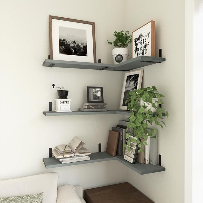 WOPITUES Wood Floating Shelves Set of 6, Shelves
