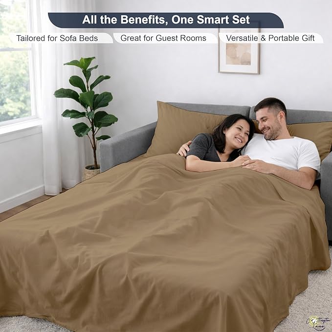 Cottington Lane Sleeper Sofa Sheets Queen Size, 4 Piece Premium Quality 100%