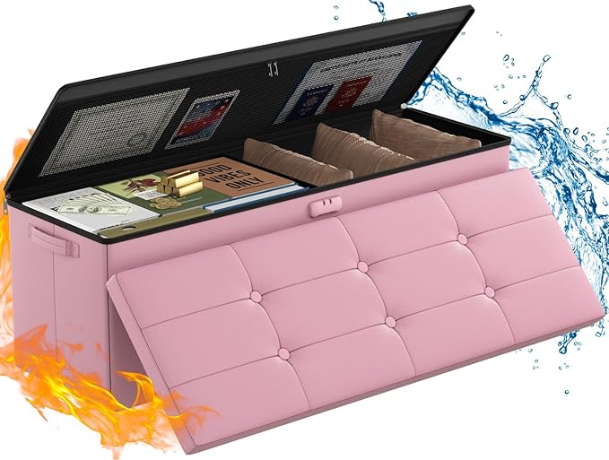 ENGPOW Storage Ottoman, Fireproof Folding Bench