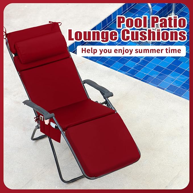 Wenqik 2 Pcs Outdoor Chaise Lounge Cushion