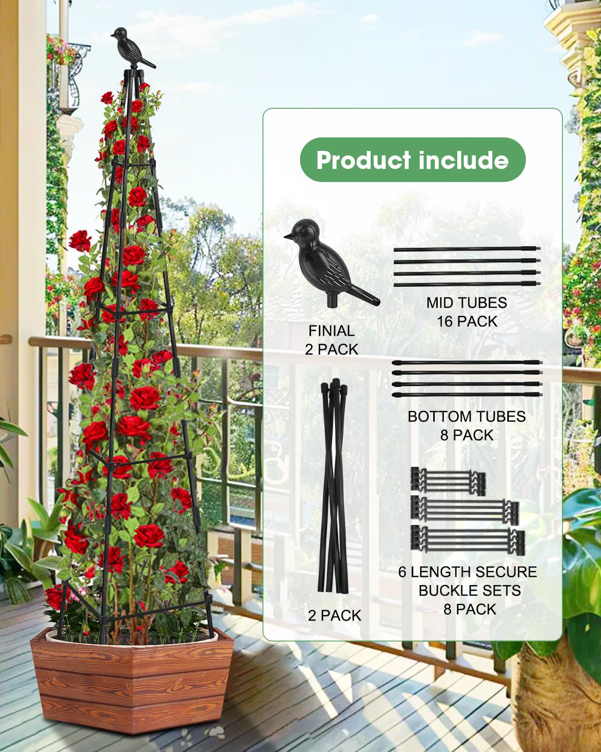 MYMULIKE 2Pack Garden Trellis for Climbing Plants Outdoor Indoor Pot 67'' Cucumber Trellis for Climbing Plant Support for Climbing Vegetables Plants Garden Obelisk Trellis Tomato cage & Climbing Rose