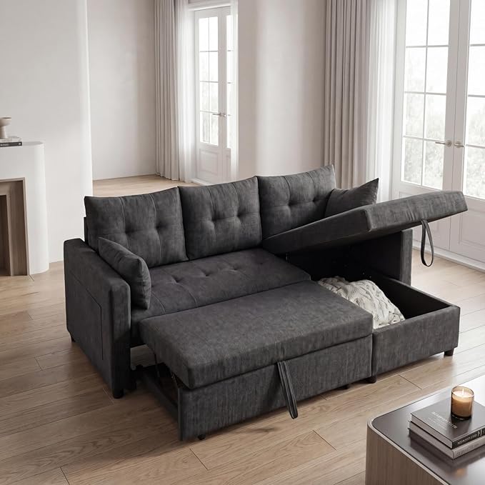 Convertible Sofa Bed, L Shape Sleeper Sofa