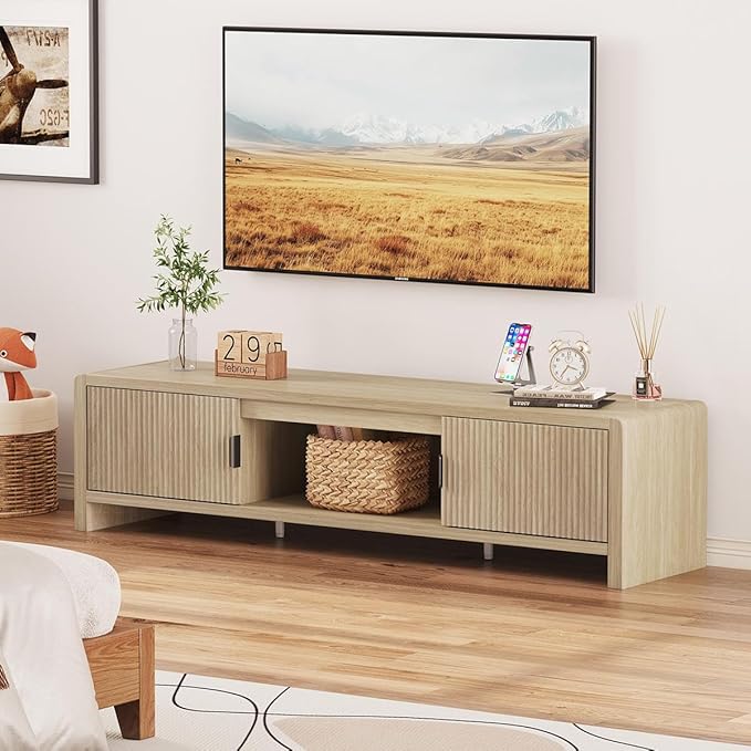 FATORRI TV Stand for TVs up to 75/65/55 Inch, Wood Entertainment Center
