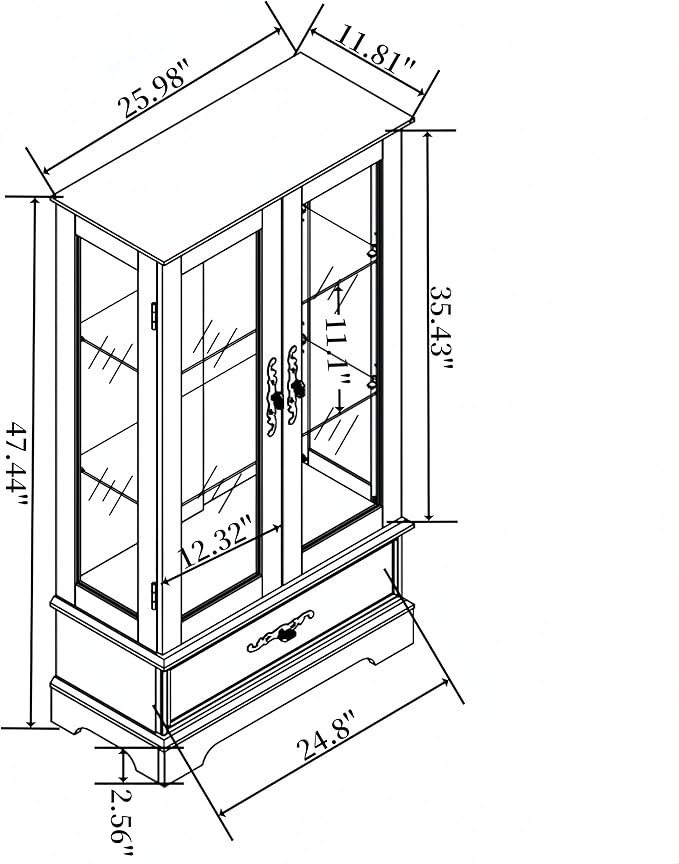 Lighted Glass Curio Display Cabinet