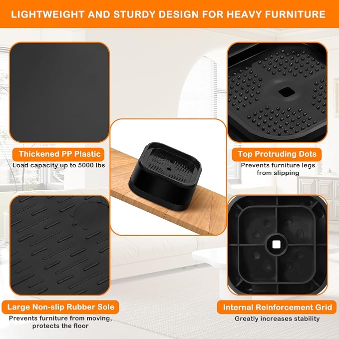 shouwuhho 16 Pack Furniture Risers Adjustable Bed Risers Heavy Duty Lifts