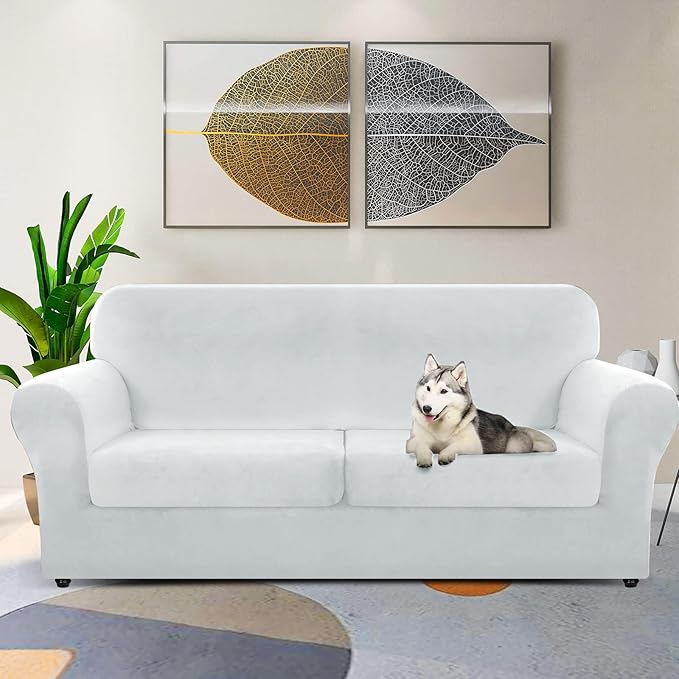 ZNSAYOTX Oversized Velvet 3 Piece Couch Cover