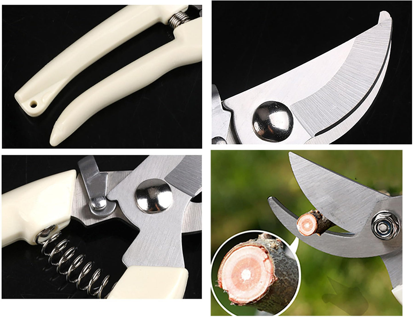 5pcs Garden Flower Shears Pruning Shears 6.9 inches Scissors Heavy Duty Plant Scissors for Cutting Flowers, Trimming Plants, Bonsai, Fruits Picking (White Handle 5pcs)